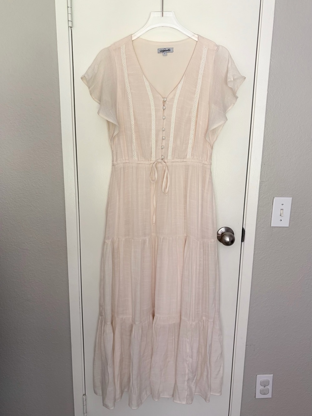 Celine Crochet Lace Tiered Boho Midi Dress